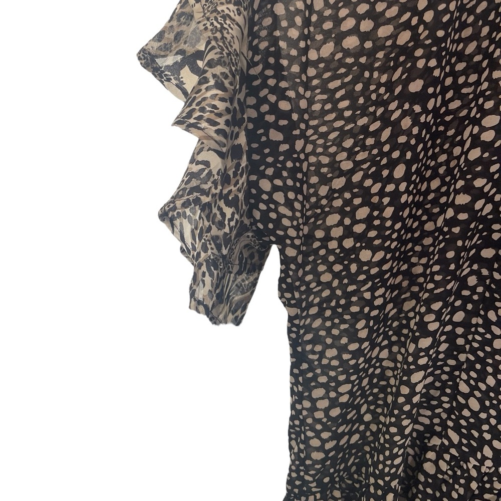 Umgee Women’s size Medium Black and White Polka Dot Blouse flutter sleeve - Picture 3 of 6
